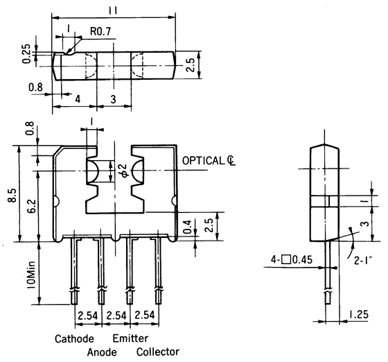 光電傳感器（光學傳感器）OJ-2020尺寸規(guī)格