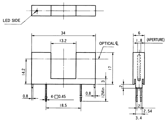 光電傳感器（光學(xué)傳感器）OJ-2306尺寸規(guī)格