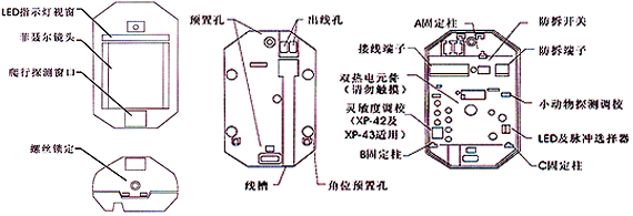 紅外線檢測器（防盜報(bào)警器/紅外線報(bào)警器）XP-40內(nèi)部結(jié)構(gòu)